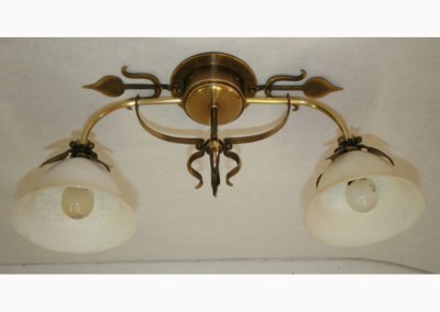 ceilling-lighting"Bern", 2glass-shades,brass, w.ornaments